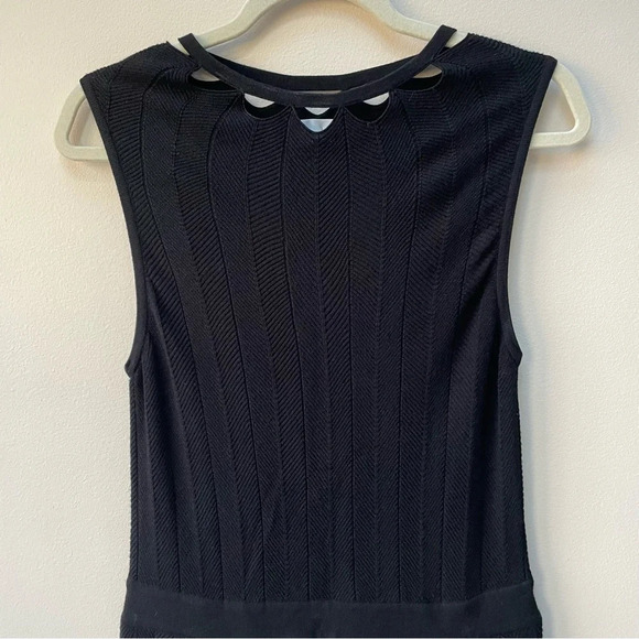 Milly Black Scallop Cut Out Detail Sleeveless Drop Waist Midi Dress Size L - Picture 4 of 7